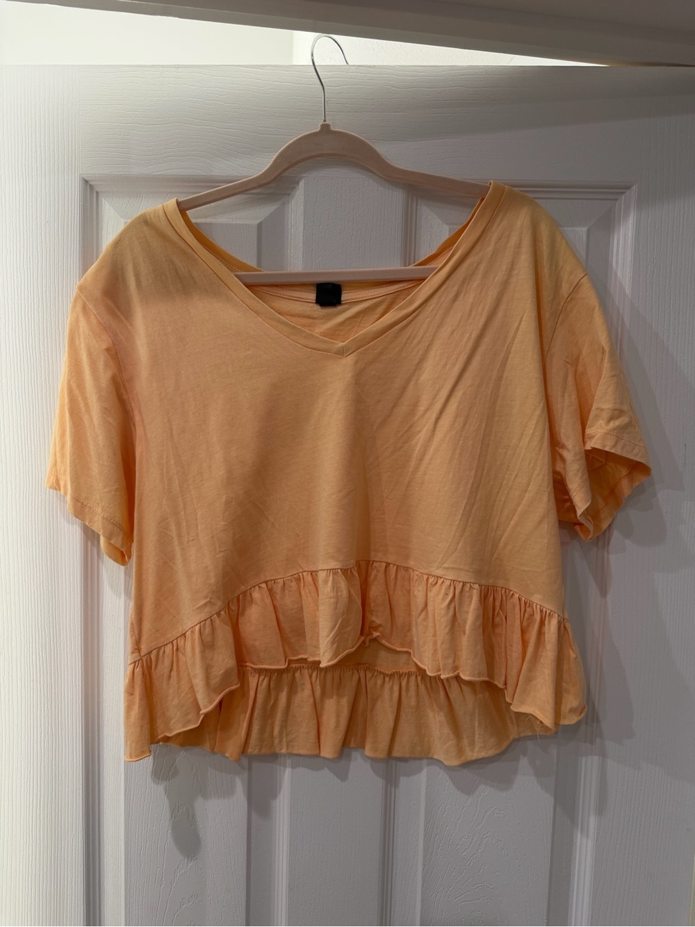 wild fable Peach Ruffle Hem V-Neck Crop Top